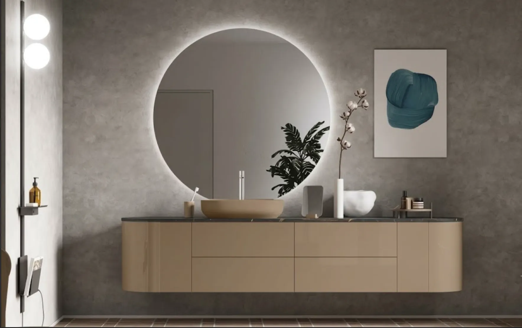 Mobile bagno moderno con cassetti effetto legno