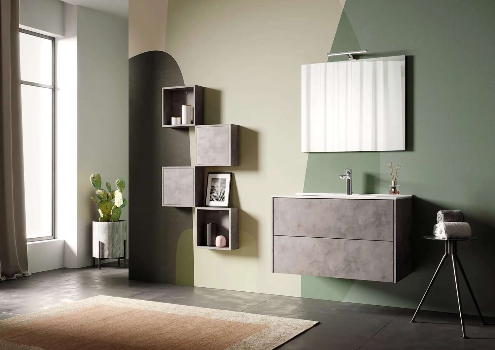 Mobile bagno in resina effetto cemento