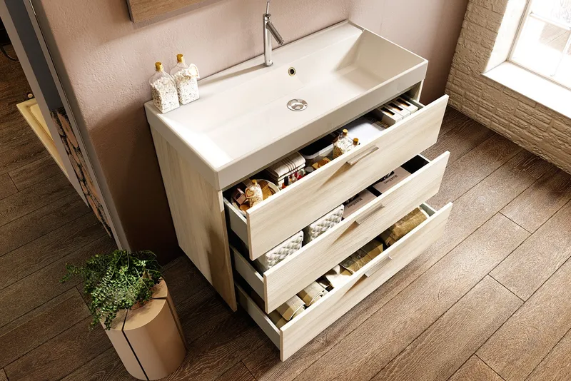 Mobile bagno a terra con ampi cassetti contenitivi