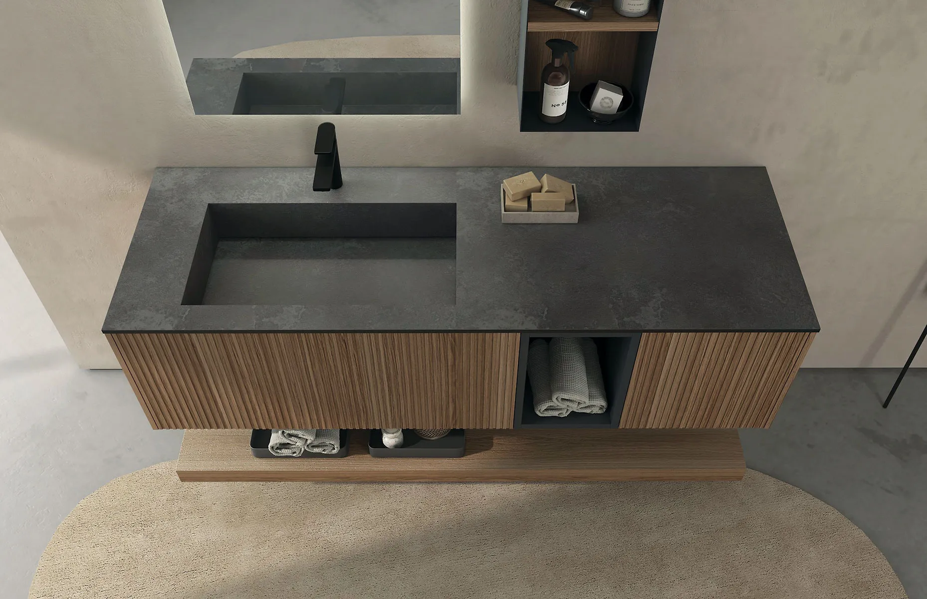 Mobile bagno cannettato color rovere naturale
