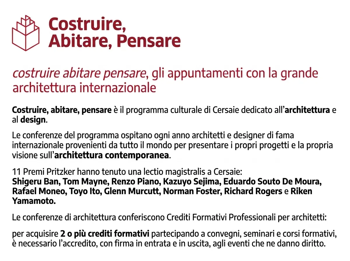 Conferenza di architettura durante il ciclo Costruire Abitare Pensare a Cersaie