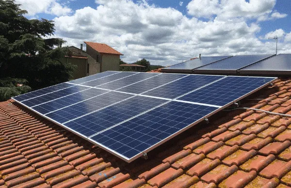 Pannello fotovoltaico installato sul tetto di un'abitazione