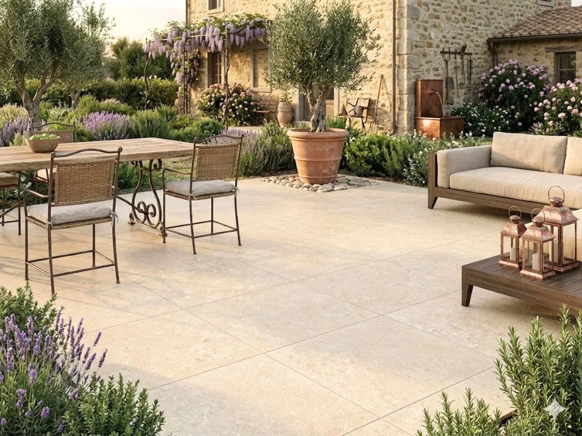Piastrella con superficie strutturata antiscivolo classe R11