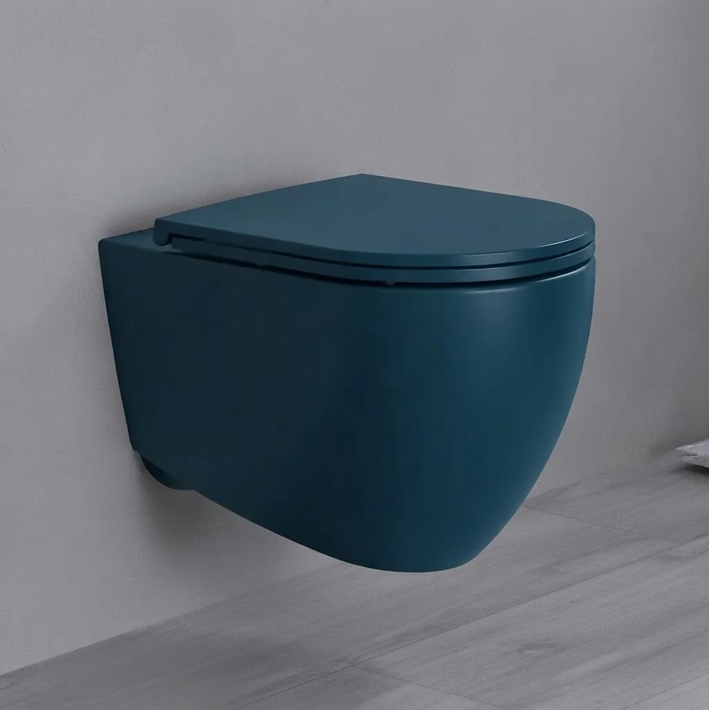 Wc sospeso color blu petrolio