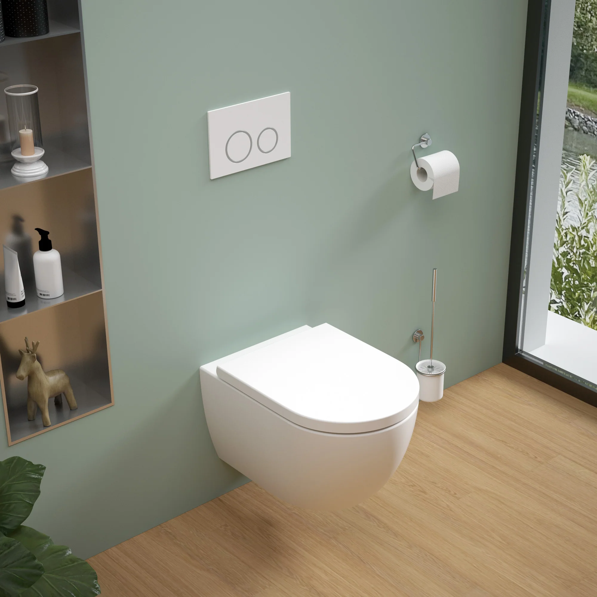 Wc sospeso bianco in bagno moderno